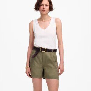 Madewell NWT Drapey Twill Pleated Short in Pressed Sage, Size 4